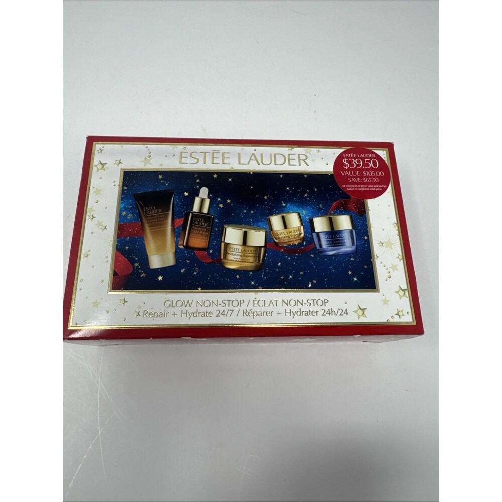 ESTEE LAUDER GLOW NON-STOP Firm. Smooth. Hydrate. 5 pc Set NEW Gift Set